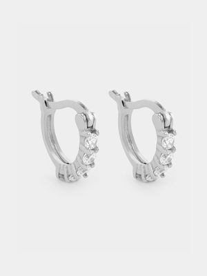 Sterling Silver Cubic Zirconia Women’s Mini Hoop Earrings