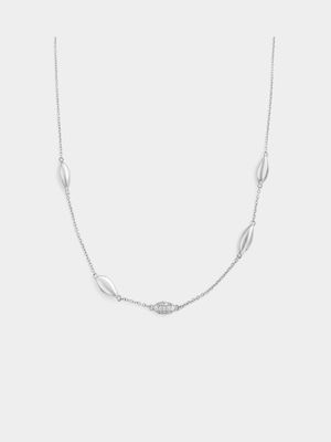 Sterling Silver Polished Marquise Station Chain