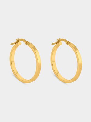 Yellow Gold Square Tube Hoop Earrings