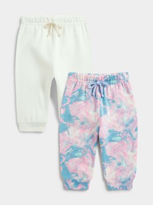 Jet Girls 2 Pack Tie Dye and Cream Active Pants Multicolour