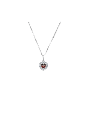 Sterling Silver Red Cubic Zirconia Kid's January Birthstone Pendant Necklace