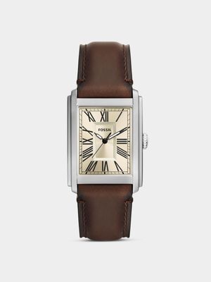 Fossil Carraway Stainless Steel Brown Leather Watch