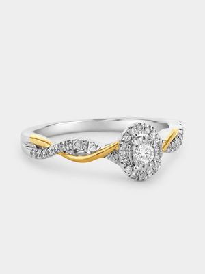 Yellow Gold & Sterling Silver Lab Grown Diamond Oval Twist Ring