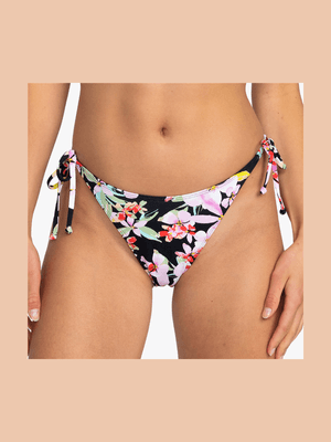 Women's Roxy Anthracite New Life Beach Classic Cheeky Bikini Bottoms