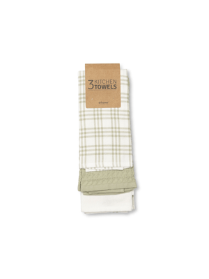 kitchen towel soft sage terry & waffle 3pack