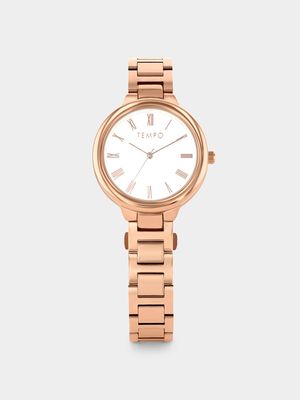 Tempo Rose Plated Silver Dial Bracelet Watch
