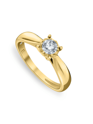 Yellow Gold 0.30ct Diamond Round Illusion Solitaire Ring