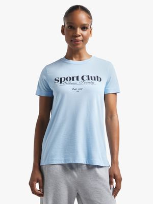 Womens TS Sports Club Sky Blue Graphic Tee