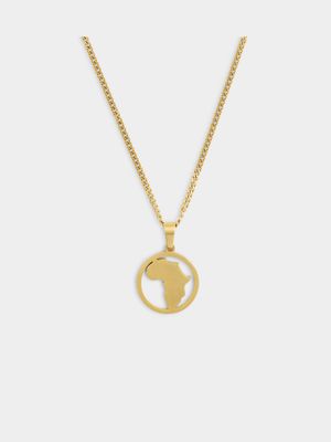 Stainless Steel Gold Plated Africa Circle Pendant
