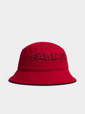 Fabiani Men's Pique Knit Red Bucket Hat