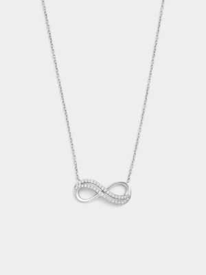 Sterling Silver Cubic Zirconia Double Infinity Necklace