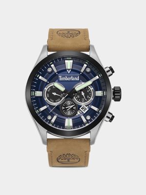 Timberland Men's Tedmark Stainless Steel Brown Leather Chronograph Watch