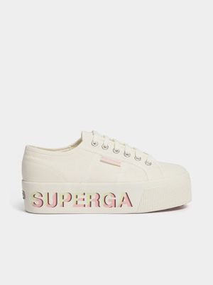 Womens Superga 2790 3D Lettering White/Pastel Sneakers