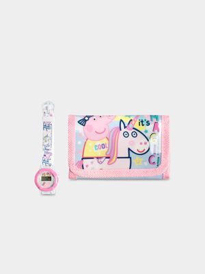 Peppa Pig Pink Watch & Wallet Set