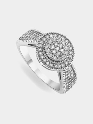 Sterling Silver Cubic Zirconia Radiant Cluster Ring
