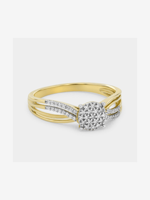 Yellow Gold 0.15ct Diamond Crossover Ring