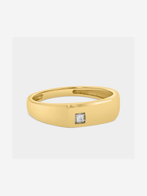 Yellow Gold Earth Grown Diamond Solitaire Square Flat Top Ring