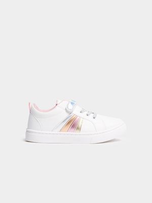 Younger Girl's White Rainbow Sneakers