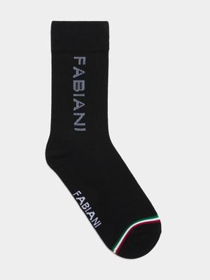 Fabiani Men's Vertical Logo Black Anklet Socks
