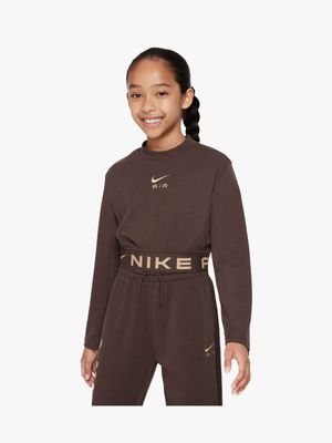 Nike Girls Youth NSW Air Long Sleeve Brown Top
