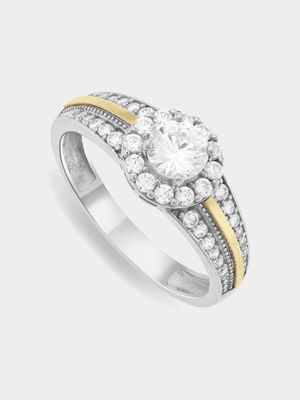 Yellow Gold & Sterling Silver, Cubic Zirconia Classic Ring