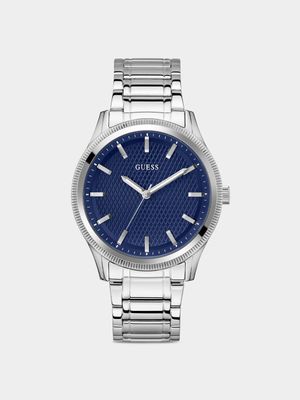 Guess Dex Silver Plated Blue Dial Bracelet Watch