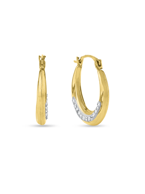 Sterling Silver & Yellow Gold, Crystal Creole Earrings