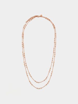 Rose Gold Plated Women’s Double Layer Ball Chain Necklace
