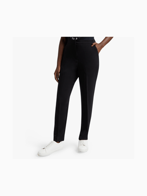Women's Black Skinny Structured Trousers