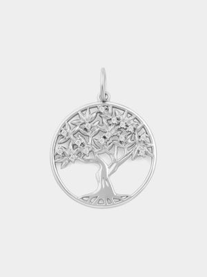 Sterling Silver Cubic Zirconia Tree of Life Pendant Off Chain