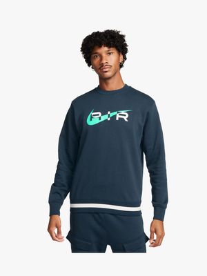 Mens Nike Sportswear Air Fleece Navy Crew Sweatshirt