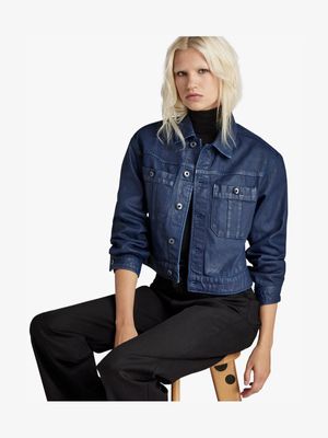 G-Star Women's Cropped Utility Blue Denim Jacket