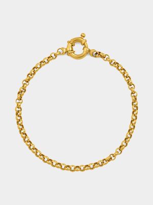 Yellow Gold Rolo bracelet with clasp.