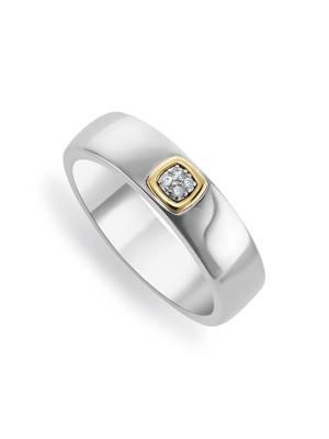 Yellow Gold & Sterling Silver,Square framed Cubic Zirconia Band