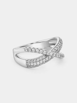 Sterling Silver Cubic Zirconia Pavé Infinity Ring
