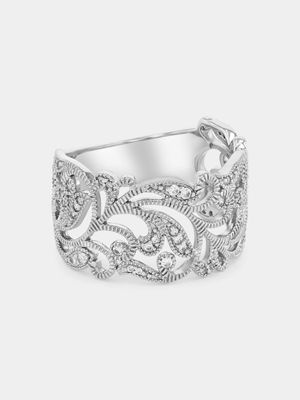 Cheté Sterling Silver Cubic Zirconia Broad Ring
