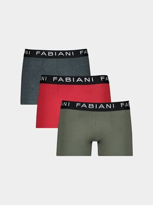 Fabiani Men's 3-Pack Italian Tri Colour Trunks