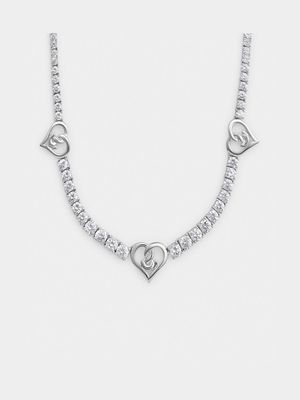 Gert Johan Coetzee Sterling Silver 10ct Cubic Zirconia Love Generation Love Knot Tennis Necklace