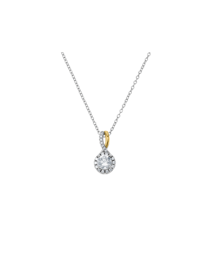Yellow Gold & Sterling Silver, Cubic Zirconia Infinity Halo Pendant on a  Chain