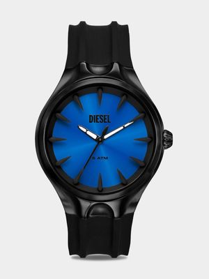 Diesel Streamline Blue Dial Black Plated Black Silicone Watch