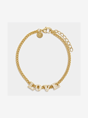 18ct Gold Plated Love Block Script Chain Bracelet