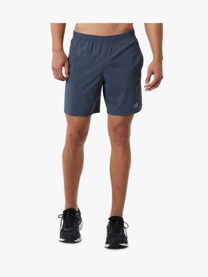 Mens New Balance Accelerate 7 Inch Steel Blue Shorts