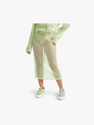 Women's Lime Chunky Mesh Co-ord Skirt