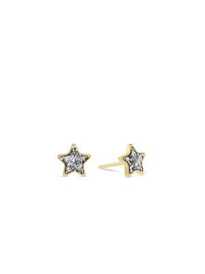 Gold-Toned Stainless Steel & Crystal Star Stud Earrings