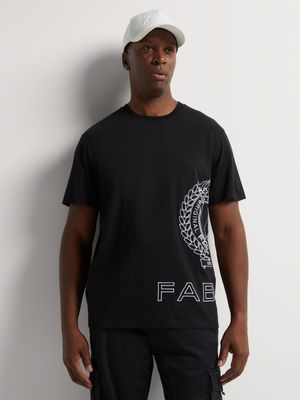 Fabiani Men's Embroidered Side Crest Black T-Shirt