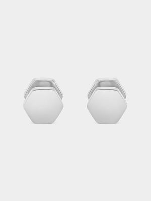 Stainless Steel Hexagonal Dumbbell Stud Earrings