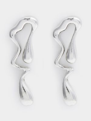 Women's Silver Melting Drop Earrings