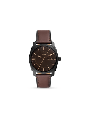Fossil Men's Machine Black Toned & Brown Leather Watch