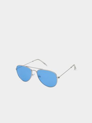 Boy's Silver Aviator Sunglasses