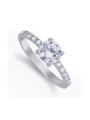 Sterling Silver Classic Cubic Zirconia Solitaire Style Ring
